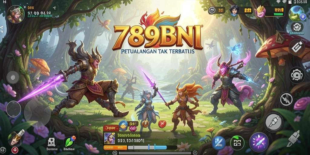 Screenshot gameplay dari <strong>789BNI</strong>, menunjukkan pertarungan epik dan eksplorasi dunia.
