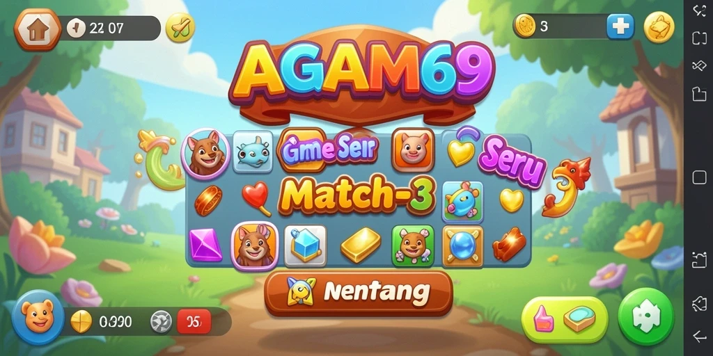 Tampilan gameplay seru dalam AGAM69 dengan mekanisme Match-3.