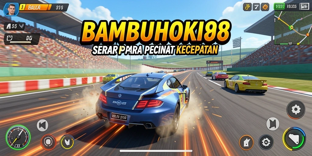 Tampilan gameplay seru dalam BAMBUHOKI88 menampilkan aksi balap yang mendebarkan.