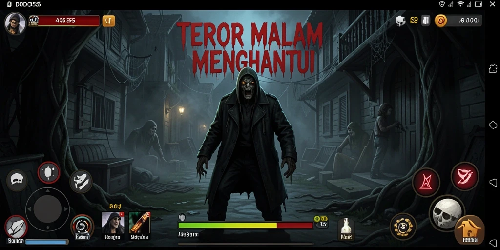 Tangkapan layar menunjukkan suasana gelap dan menakutkan dari gameplay DODO555.