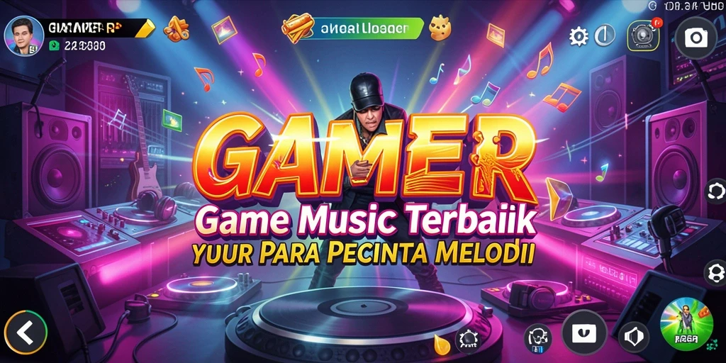 Tampilan gameplay GAMERP yang menarik dengan banyak pilihan lagu.