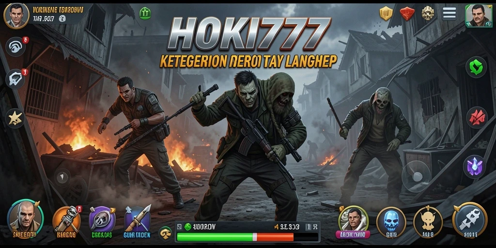 Tampilan gameplay HOKI777 dengan suasana mencekam dan karakter menakutkan.