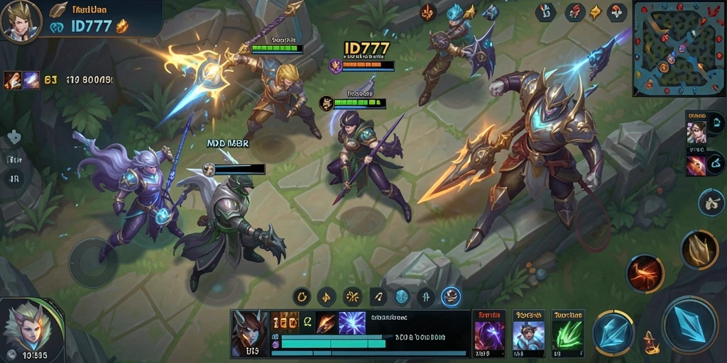 Tampilan gameplay MOBA yang mendebarkan dan strategis di ID777.