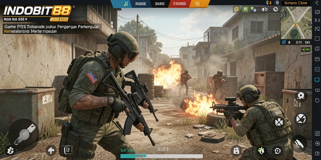 Screenshot gameplay <strong>INDOBIT88</strong> menampilkan aksi tembak-menembak yang menegangkan.