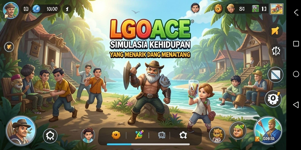 Screenshot LGOACE menampilkan gameplay simulasi yang interaktif dan mendalam.