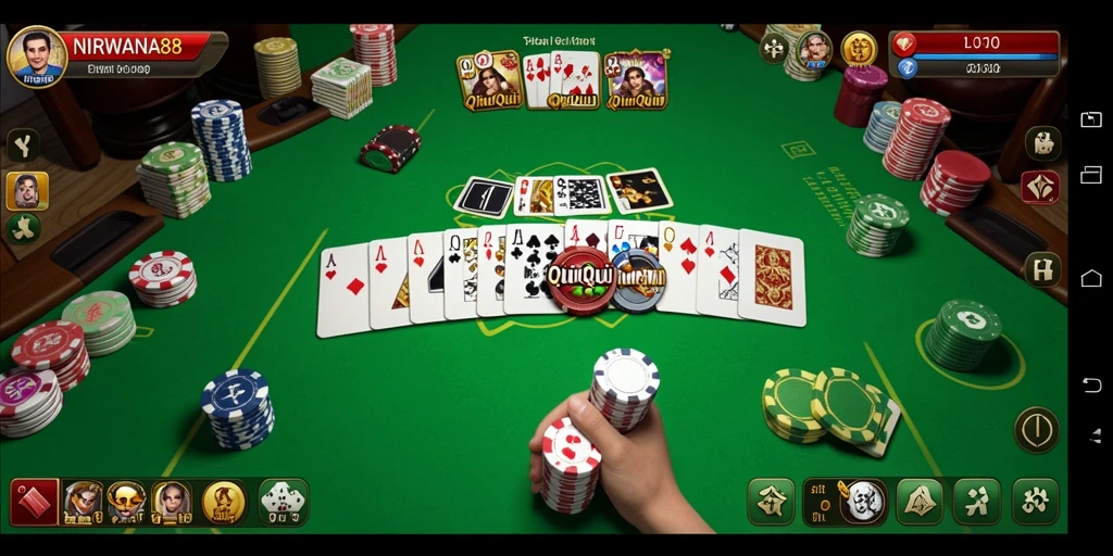 Gameplay seru NIRWANA88 dengan kartu QiuQiu.