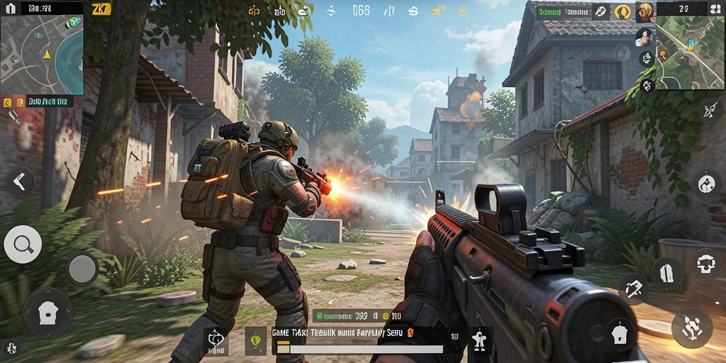 Screenshot gameplay ZK7 menampilkan aksi seru dalam TPS.
