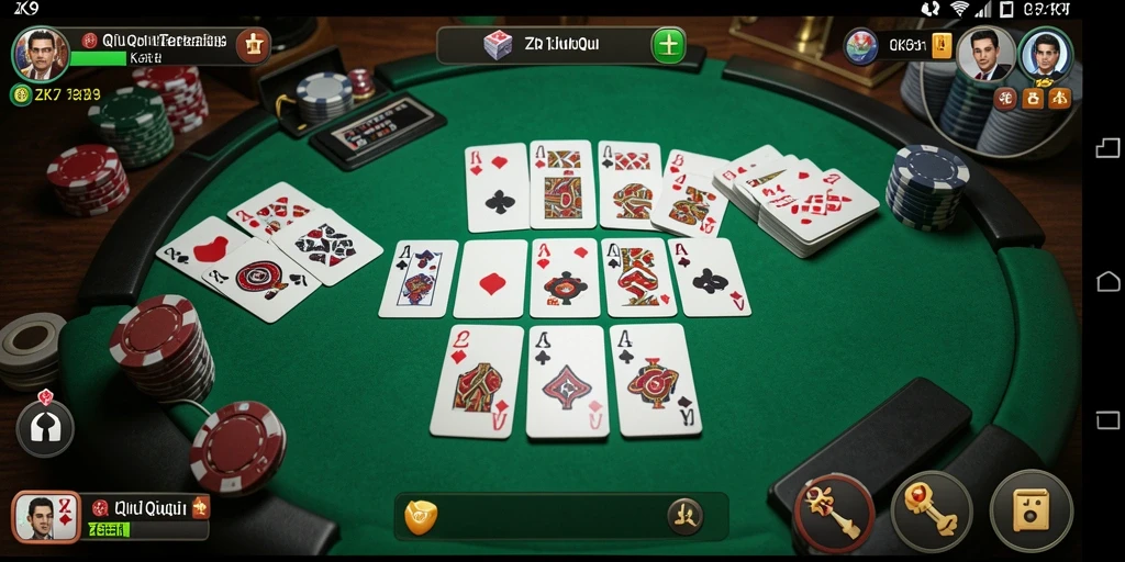 Screenshot gameplay ZK9 menunjukkan momen mendebarkan dalam permainan QiuQiu.
